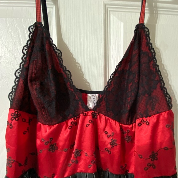 ♦️RAMPAGE Babydoll with underwear Red/Black  Size large Like New♦️ - Picture 2 of 9